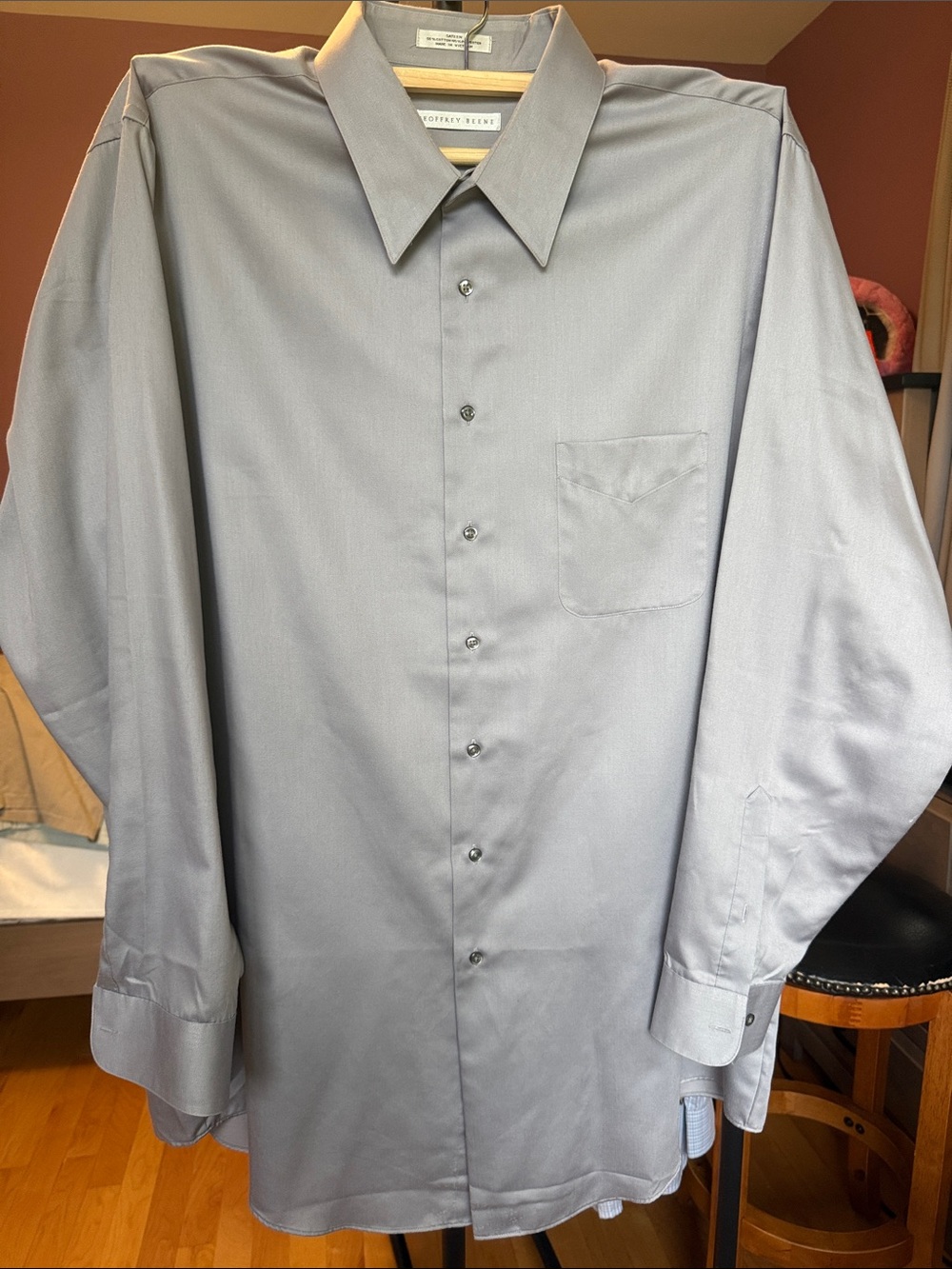 Geoffrey Beene Light Gray Men's Dress Shirt with Point Collar